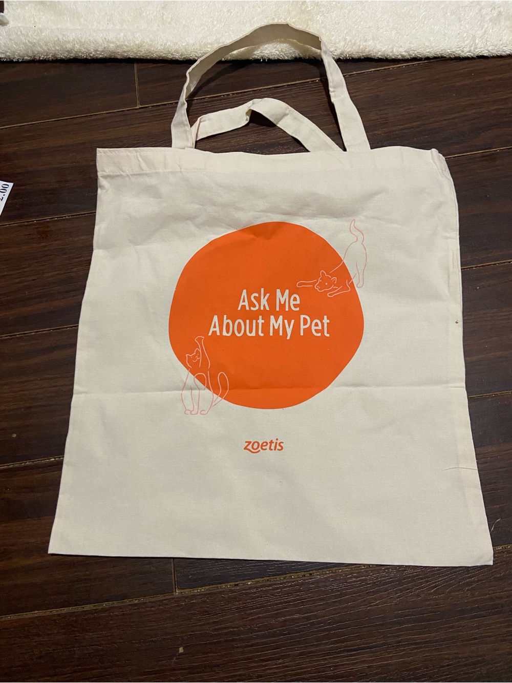Zoetis 'Ask Me About My Pet' Canvas Tote - Cream & Orange